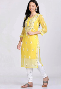SMAfashion Women Chikan Embroidery A-line Kurta