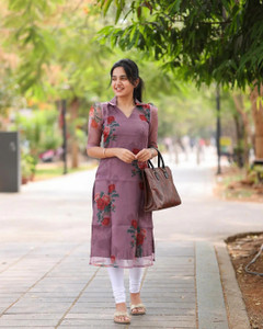 CRYSTAL ENTERPRISE Women Floral Print, Printed Straight Kurta