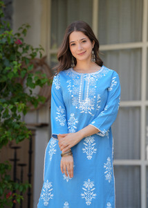 KJFAB Women Printed Straight Kurta