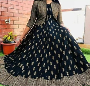 hustle bustle Women Printed Anarkali Kurta