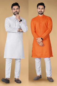 LYPLO Men Solid Straight Kurta