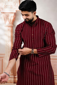 Koshin Men Striped Straight Kurta