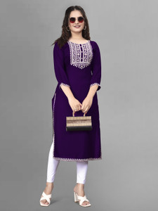 PATDOM Women Embroidered A-line Kurta