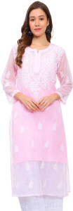 Neelam Chikan Women Chikan Embroidery Straight Kurta