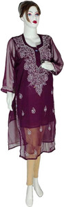 Malti chikankari Women Chikan Embroidery Straight Kurta
