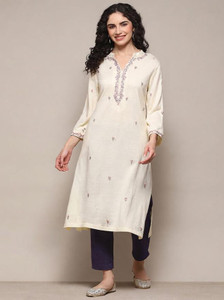 BIBA Women Dyed/Ombre Straight Kurta