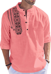 LIMROS Men Printed, Geometric Print, Tribal Straight Kurta