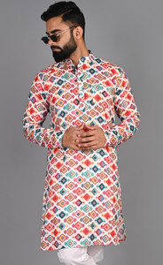 FUBAR Men Printed Straight Kurta