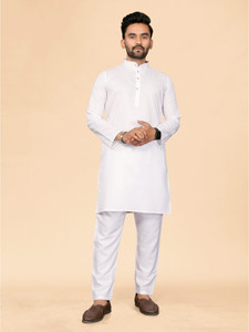 ANAND Men Solid, Self Design A-line Kurta