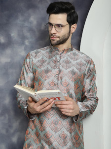 Jompers Men Woven Design Straight Kurta