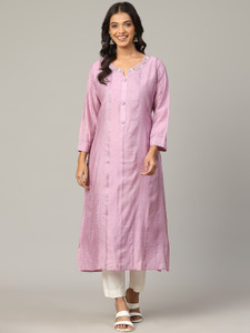 4U Fashion Women Self Design Straight Kurta