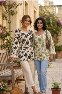 INDUCREATION Women Printed A-line Kurta Pack of 2 - Image 5
