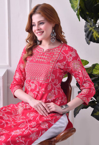 Deepyog Apparel Women Printed Straight Kurta