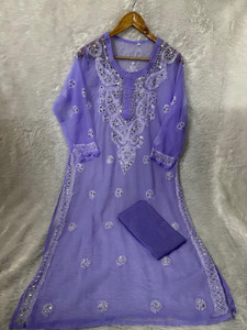 Chikankari Women Chikan Embroidery Straight Kurta