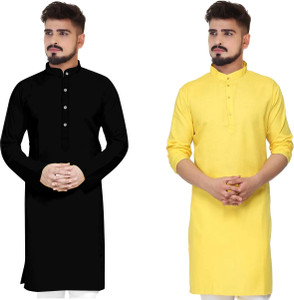 CELLUX Men Self Design Straight Kurta