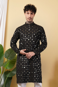 ADHIRAJAN Men Embroidered Straight Kurta