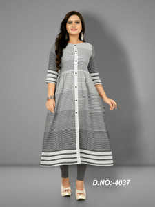 RIAANA Women Striped Anarkali Kurta