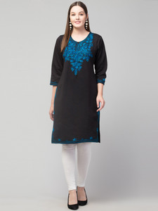 FamBee Women Embroidered Straight Kurta