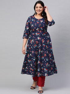 AKIKO Women Floral Print Anarkali Kurta