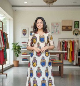KALAMKARI SOUTH Women Printed Straight Kurta