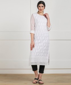 Black color Polyester Chiffon Foil Print fabric for Women's Kurta (1  Pc=0.70 mtr ) - Charu Creation