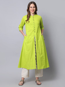 Pistaa Women Solid A-line Kurta