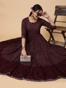 Aloan Beauty Women Embroidered, Printed Anarkali Kurta