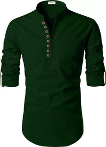 DEEMOON Men Solid Straight Kurta