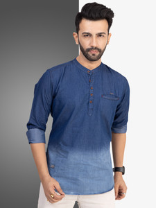 D Finish Men Solid Trail Cut Kurta