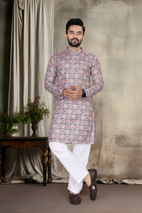 VALAKI Men Printed Straight Kurta