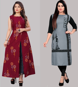 Hiral Creation Women Floral Print Straight Kurta