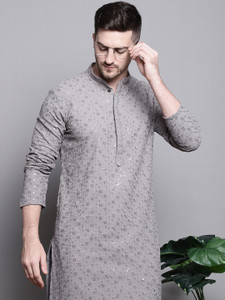 Jompers Men Embroidered Straight Kurta