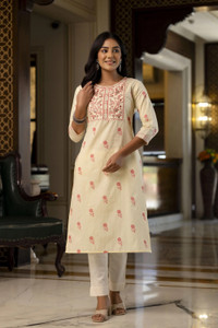 BKApparels Women Embroidered Straight Kurta