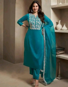 MansiEmbroidery Women Ethnic Top Churidar Set