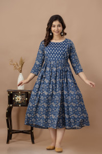 BALIYE Women Floral Print Anarkali Kurta