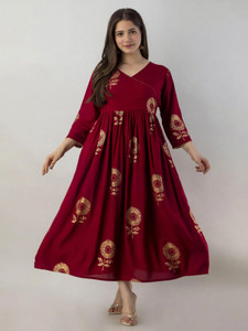 HANDISH Women Printed Flared Kurta