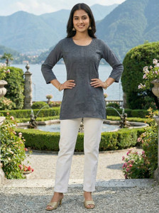 KASHIMAA Women Chikan Embroidery A-line Kurta