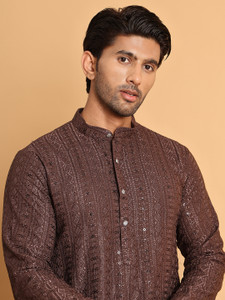 Jompers Men Embroidered Straight Kurta