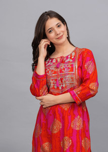 Udati Kaliya Women Embroidered, Printed Straight Kurta