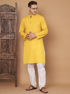 FABRIC FITOOR Men Self Design Straight Kurta