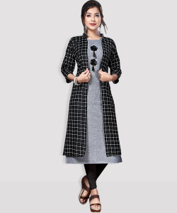 anushansa Women Checkered Straight Kurta