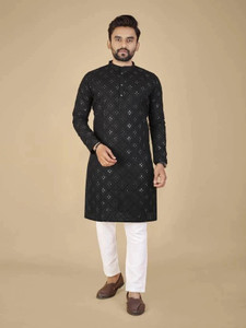 MENSKURTA Men Embellished A-line Kurta