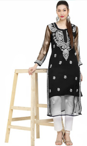 SMAfashion Women Chikan Embroidery Straight Kurta