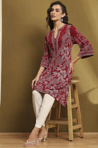 BIBA Women Self Design Straight Kurta