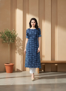 indibelle Women Geometric Print A-line Kurta