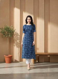 indibelle Women Geometric Print A-line Kurta