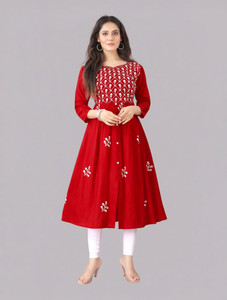 Fashion Mint Women Embroidered Flared Kurta