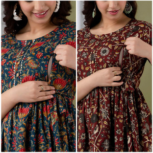 The_JD Women Floral Print, Printed Anarkali Kurta