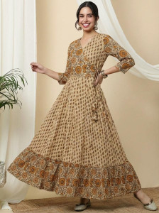 Gulmehendi Women Floral Print Anarkali Kurta