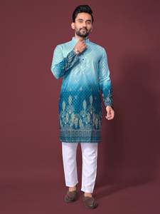LeipZig Men Floral Print Straight Kurta